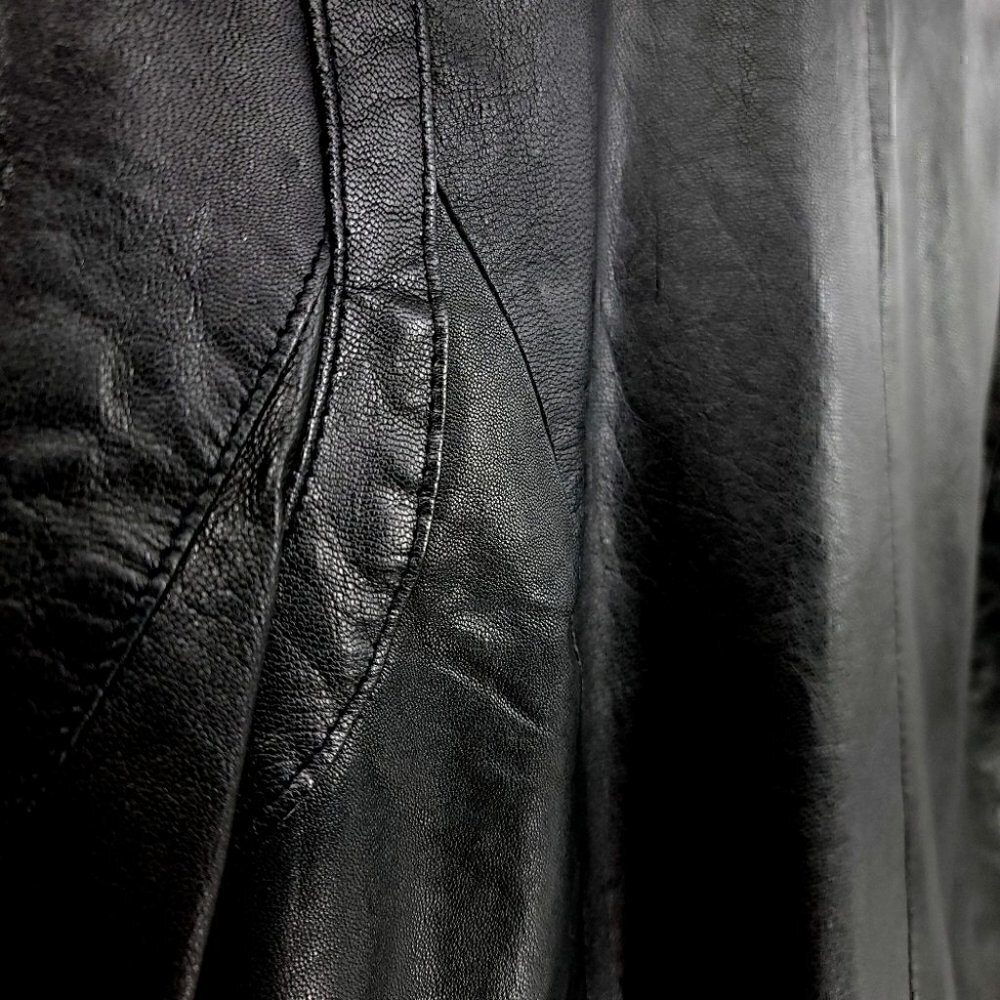 Ruff Hewn Leather Women's L Black Jacket '80s Flashback Zipper Sleeves Stretch - Picture 13 of 16